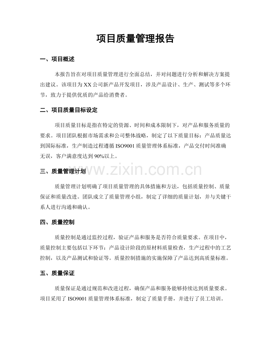 项目质量管理报告.docx_第1页