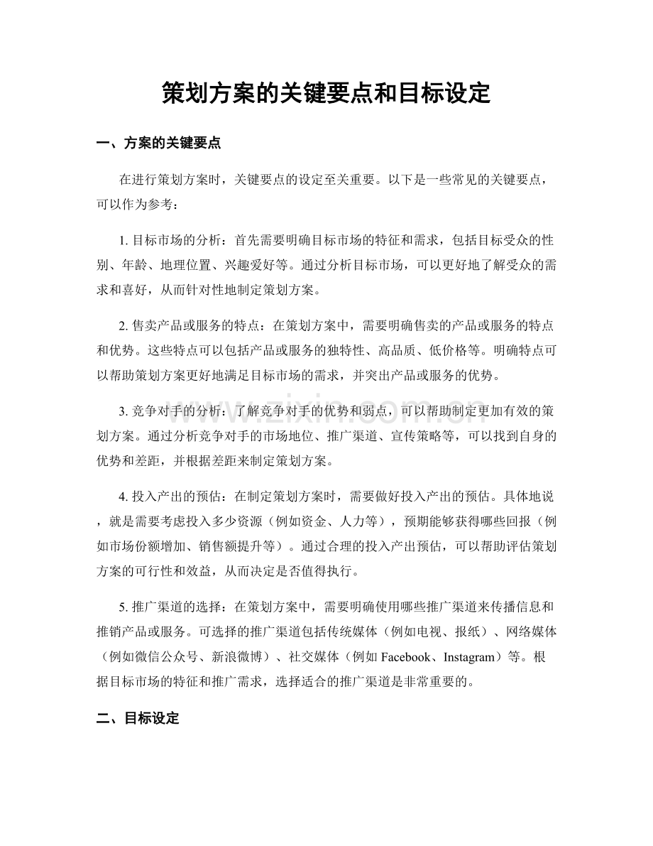策划方案的关键要点和目标设定.docx_第1页