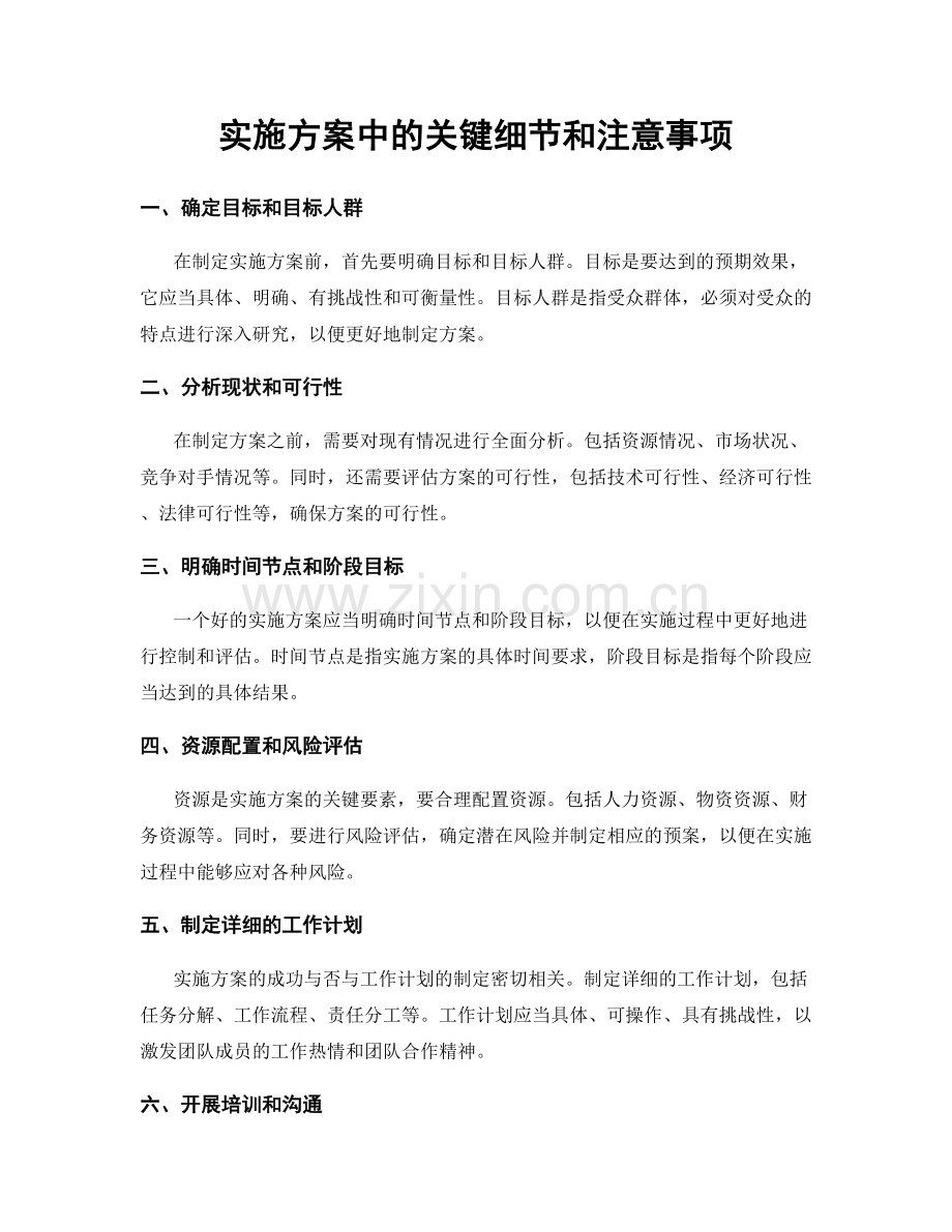 实施方案中的关键细节和注意事项.docx_第1页