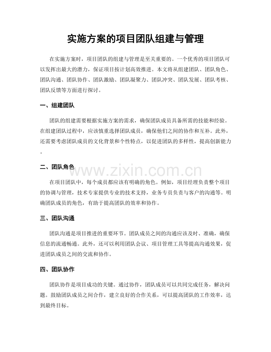 实施方案的项目团队组建与管理.docx_第1页