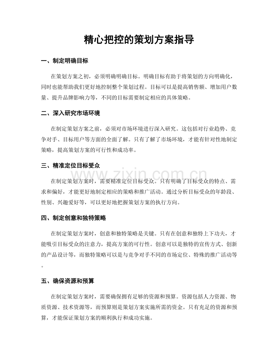 精心把控的策划方案指导.docx_第1页
