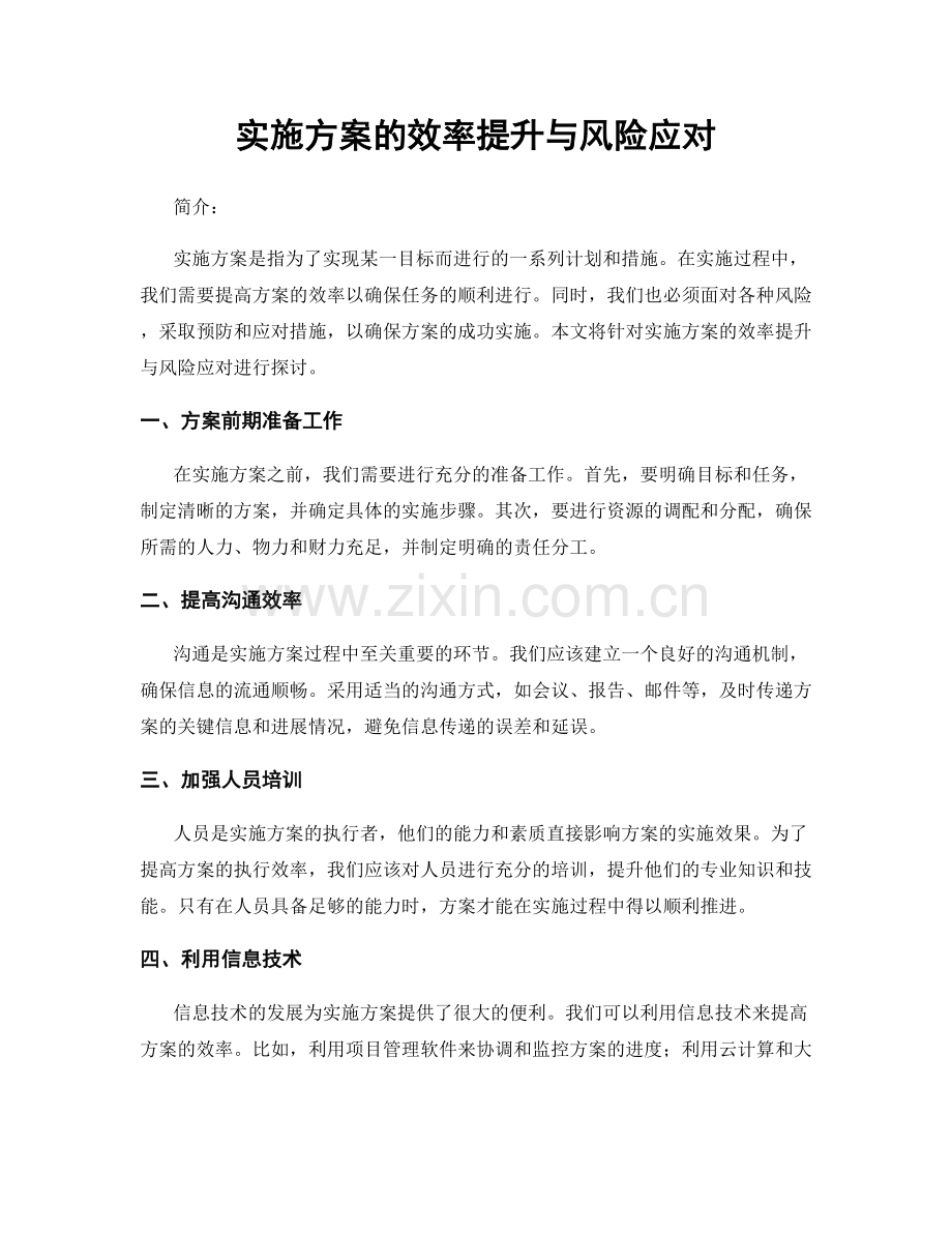 实施方案的效率提升与风险应对.docx_第1页
