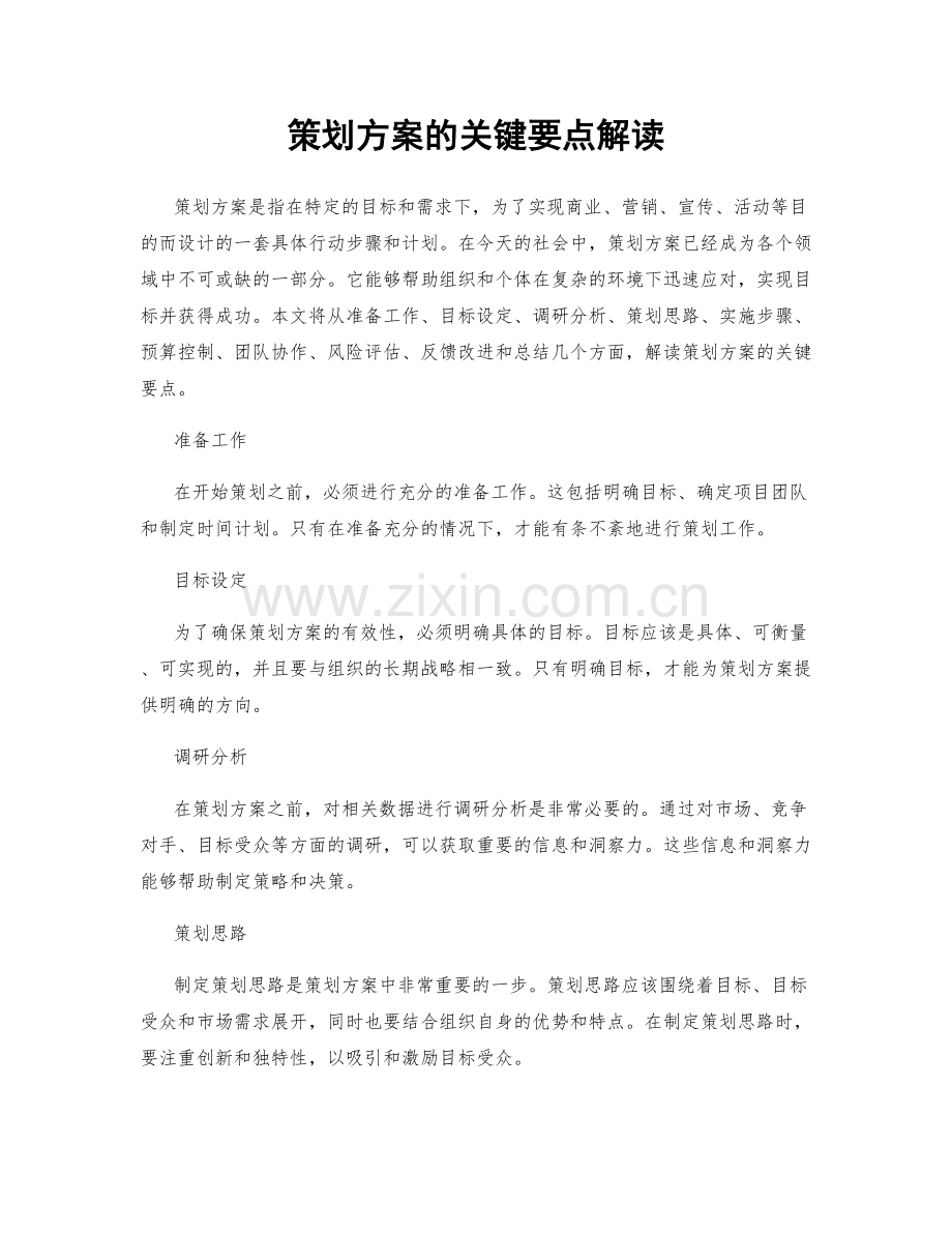 策划方案的关键要点解读.docx_第1页