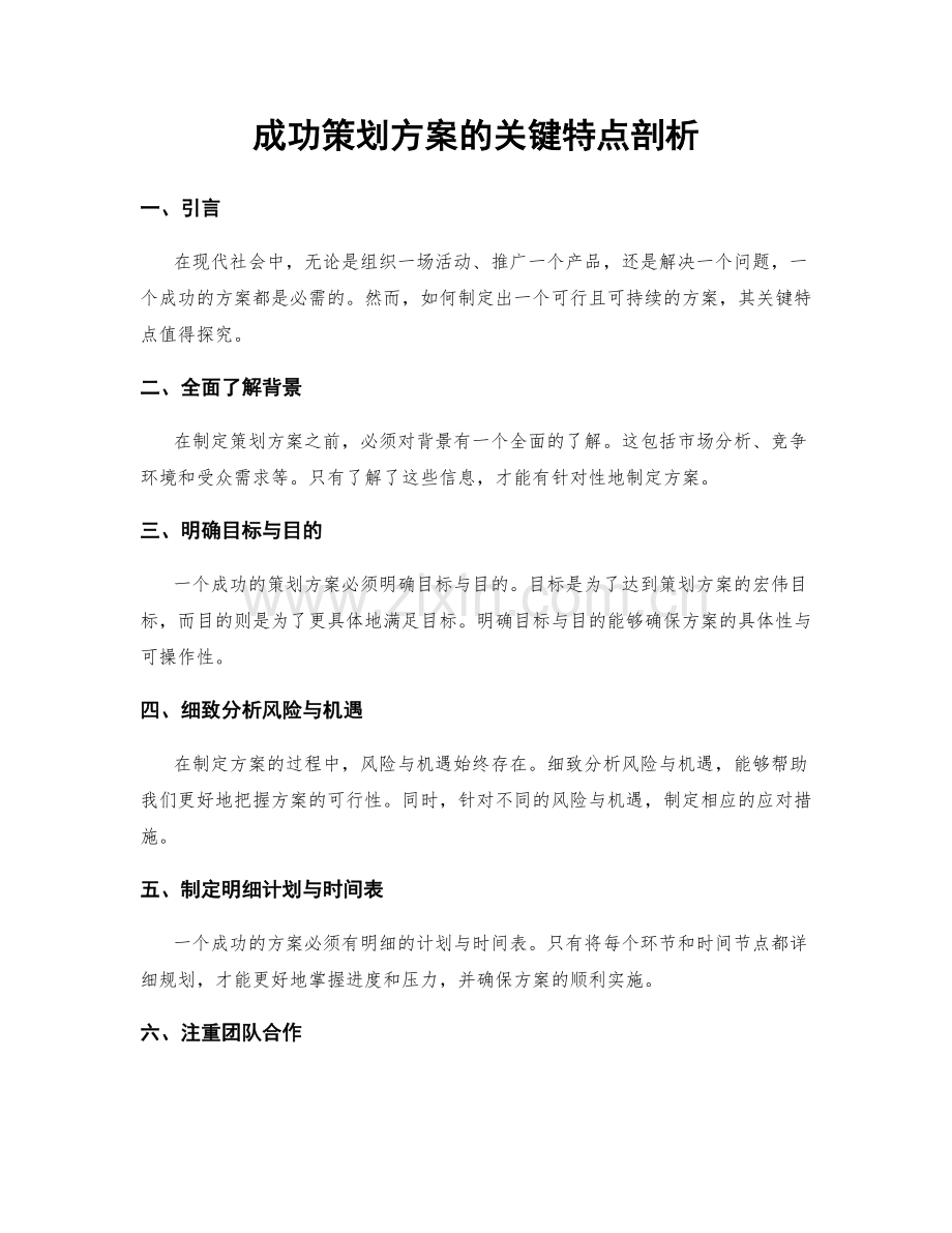 成功策划方案的关键特点剖析.docx_第1页