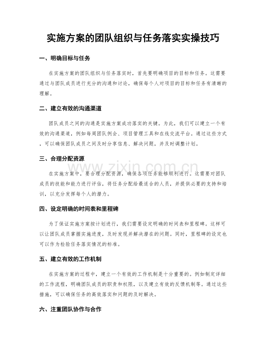 实施方案的团队组织与任务落实实操技巧.docx_第1页