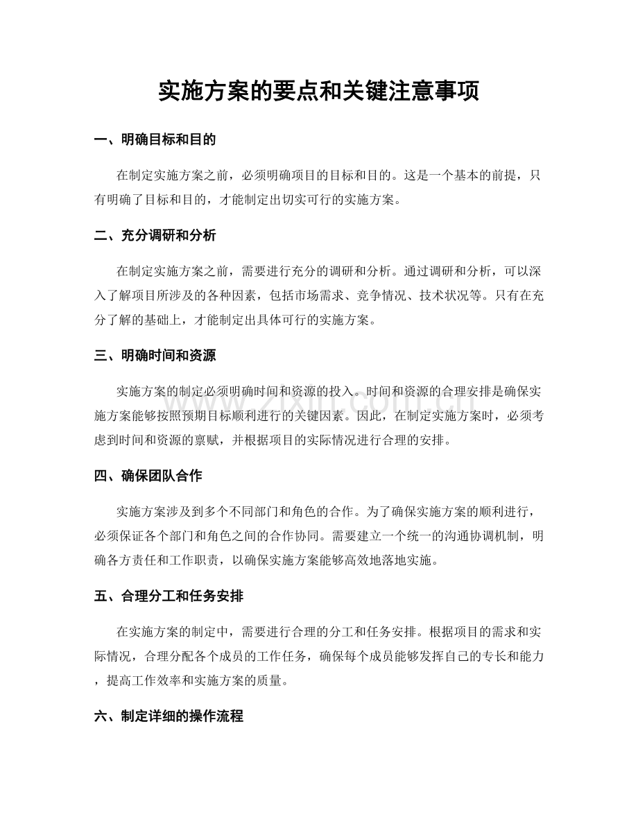 实施方案的要点和关键注意事项.docx_第1页