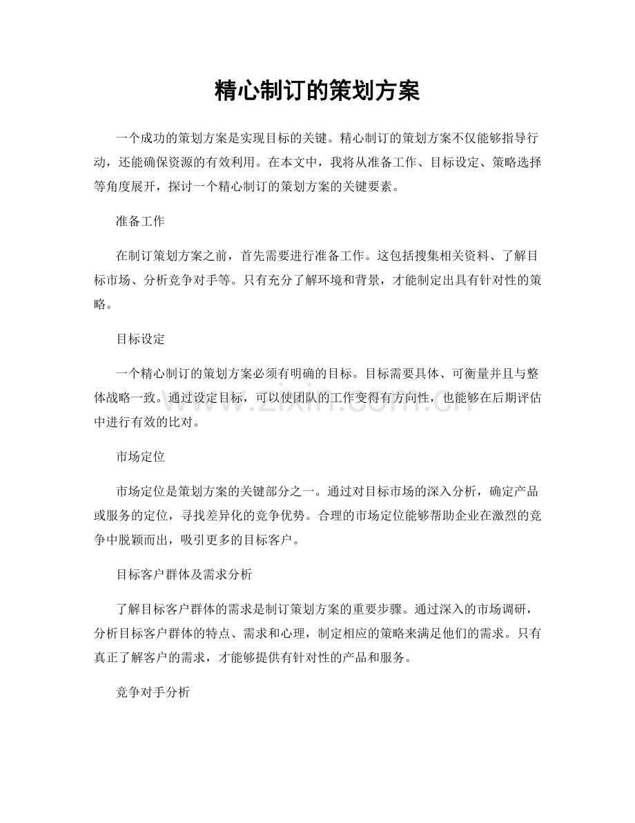 精心制订的策划方案.docx_第1页