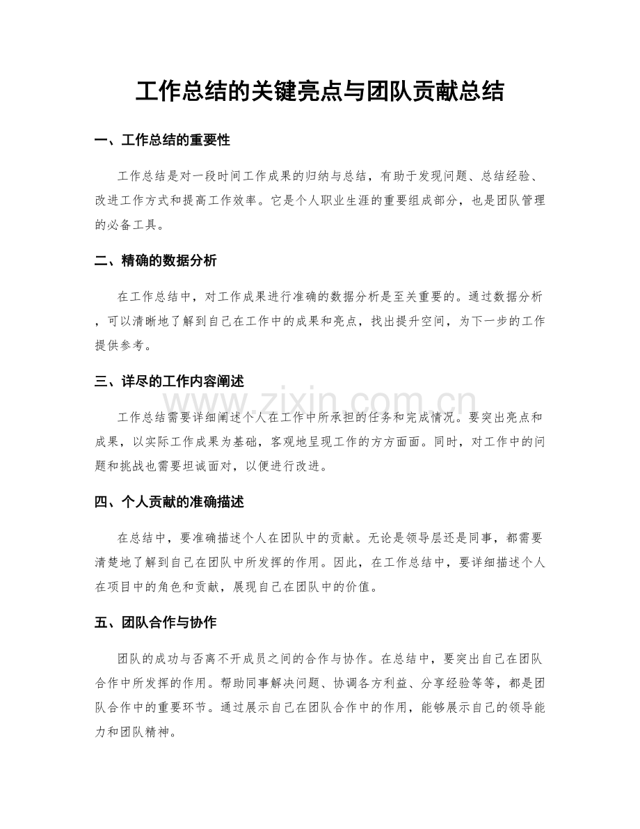 工作总结的关键亮点与团队贡献总结.docx_第1页