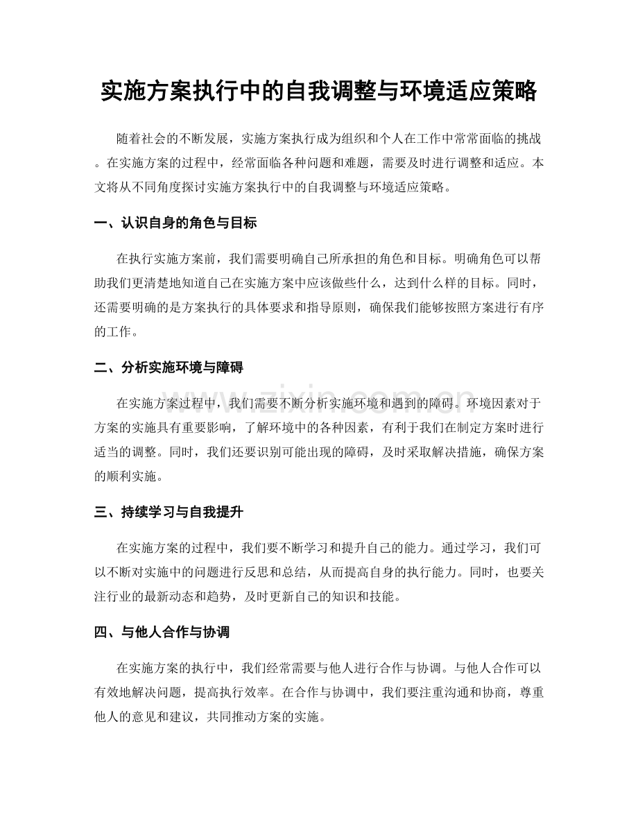 实施方案执行中的自我调整与环境适应策略.docx_第1页
