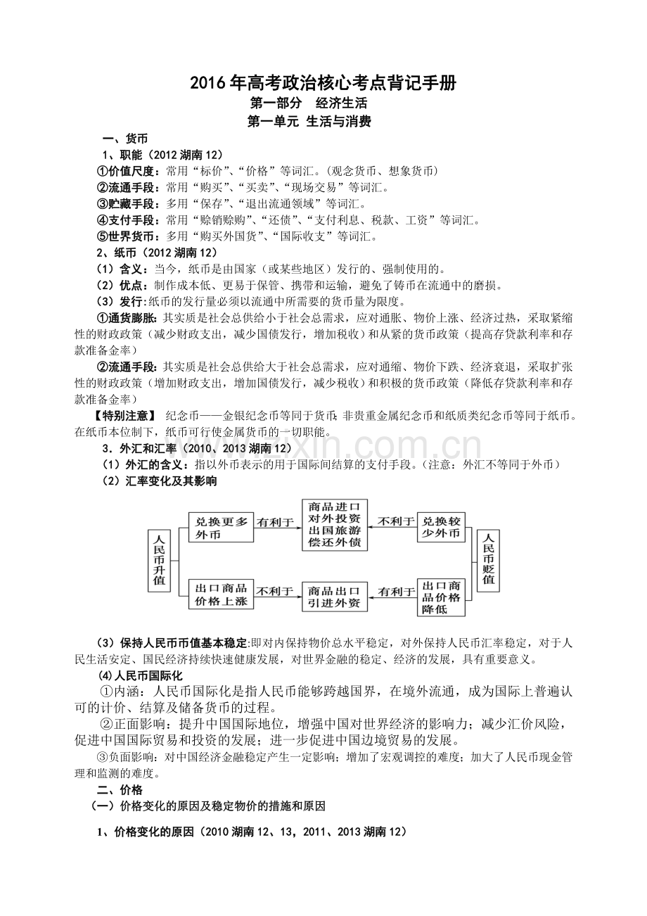 高考政治核心考点背记手册汇编.doc_第1页