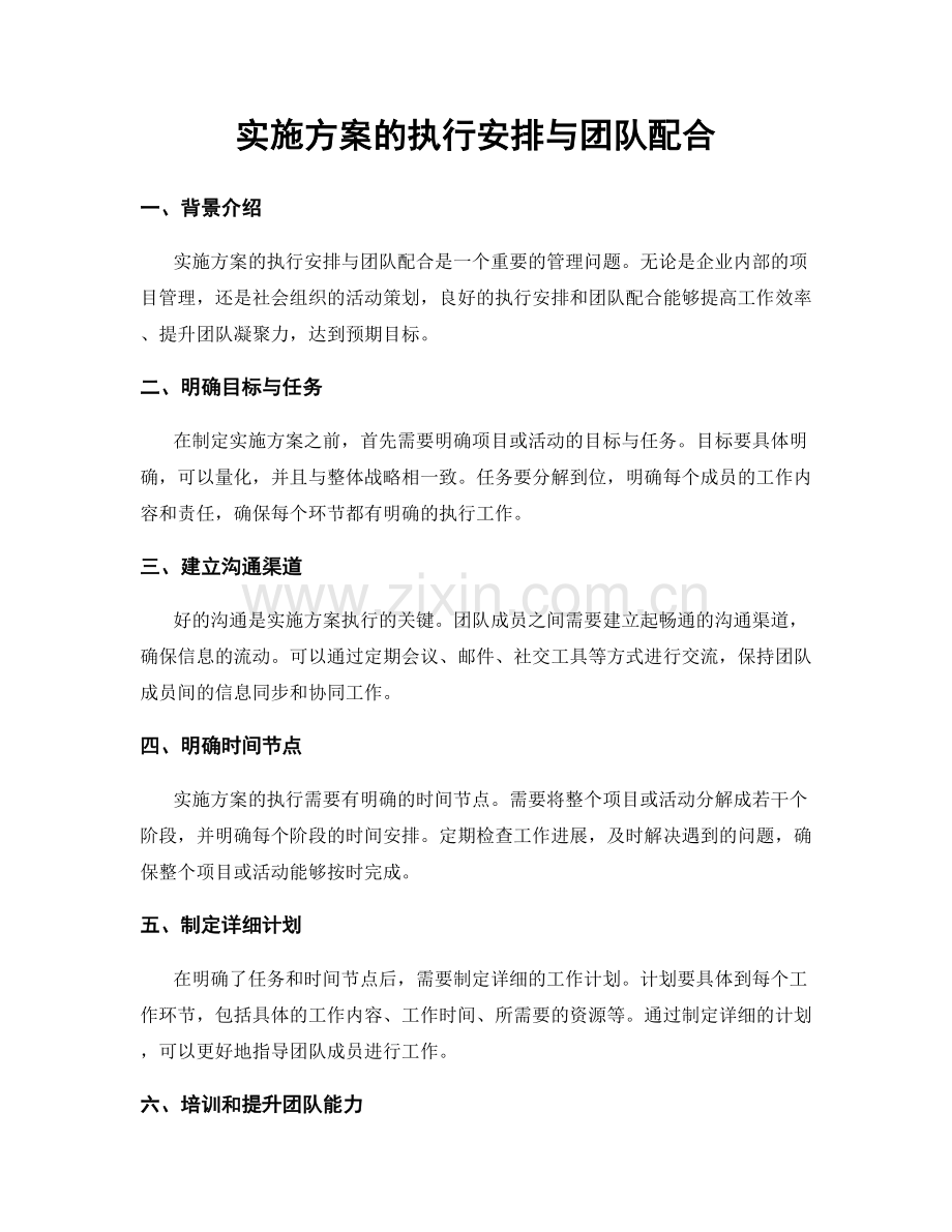 实施方案的执行安排与团队配合.docx_第1页