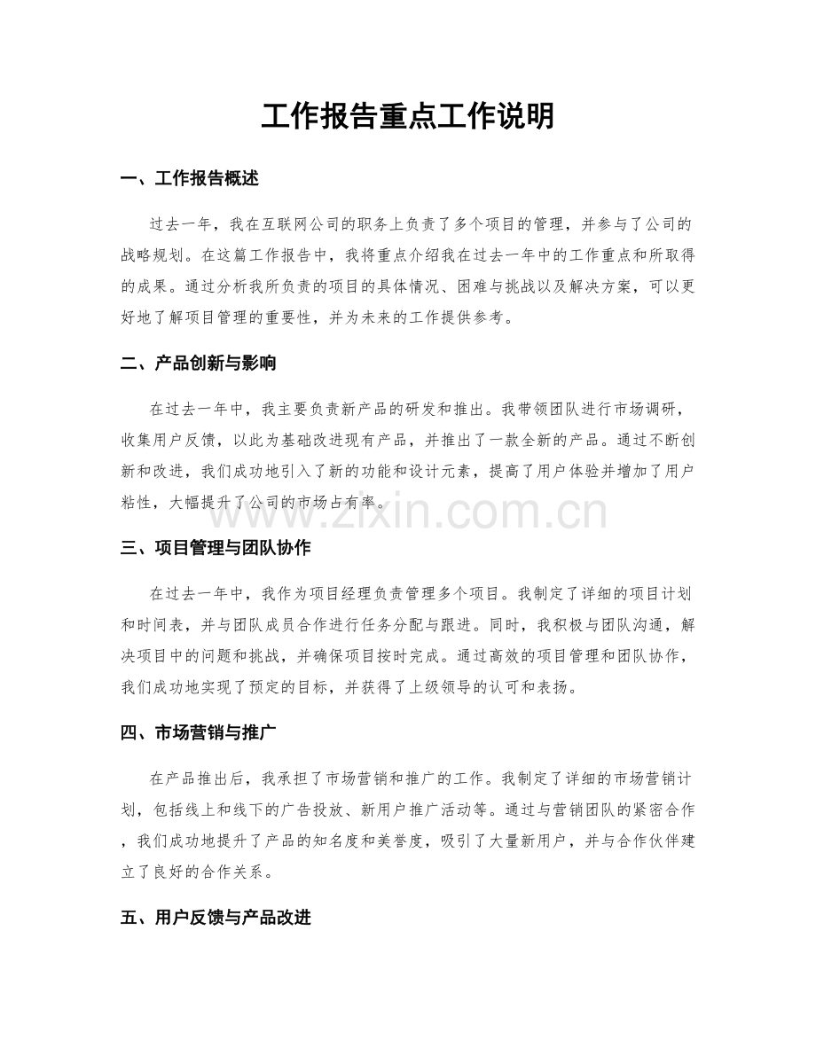 工作报告重点工作说明.docx_第1页
