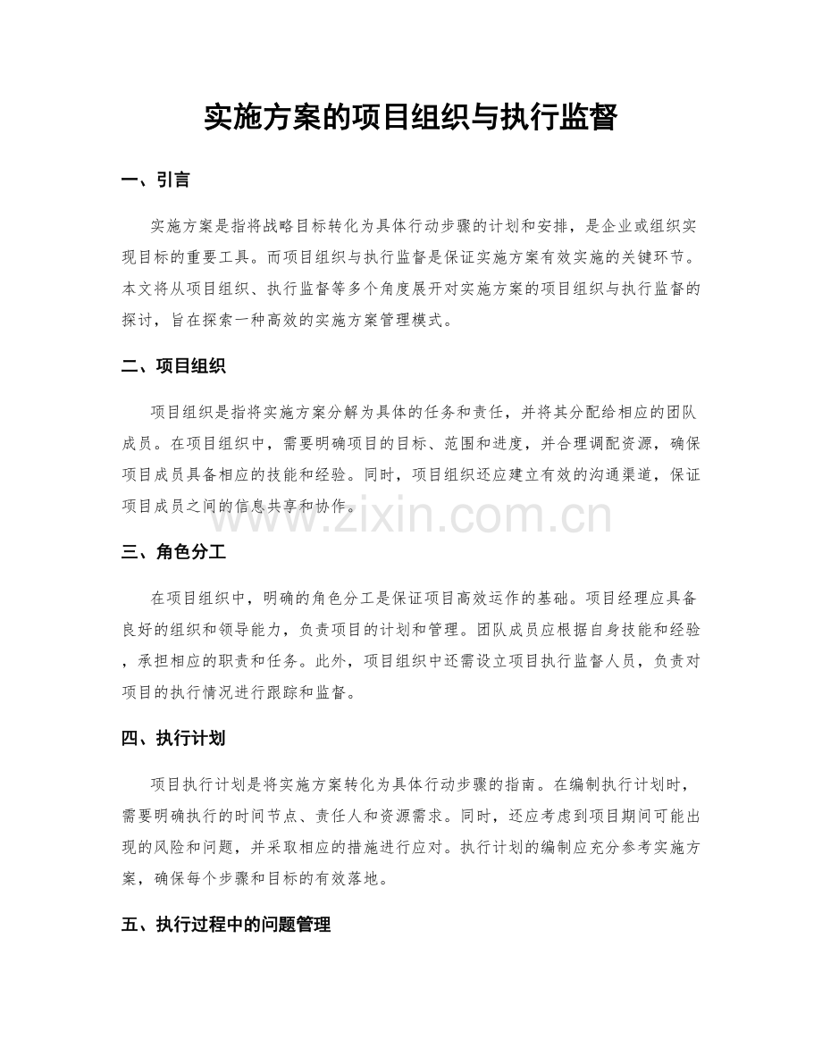 实施方案的项目组织与执行监督.docx_第1页