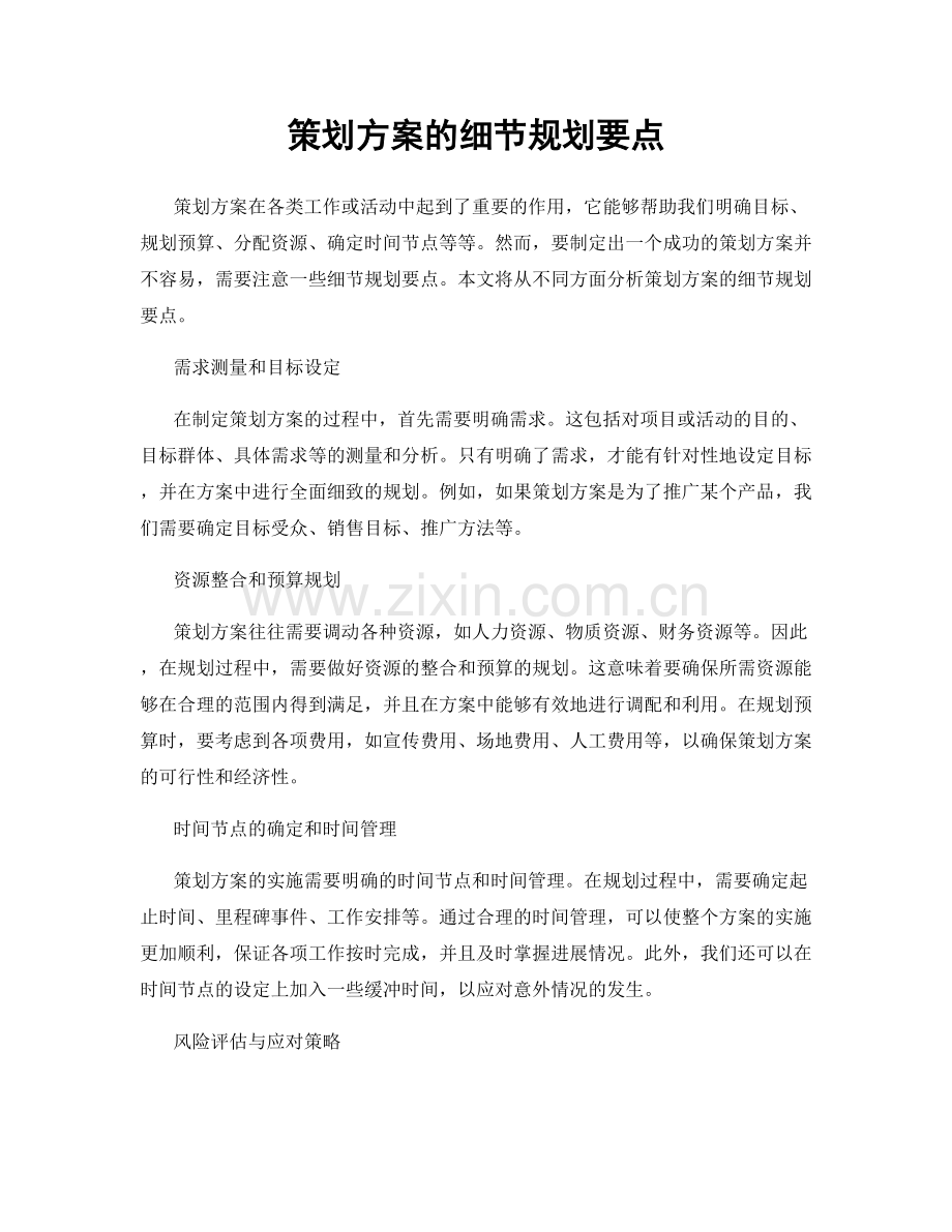 策划方案的细节规划要点.docx_第1页