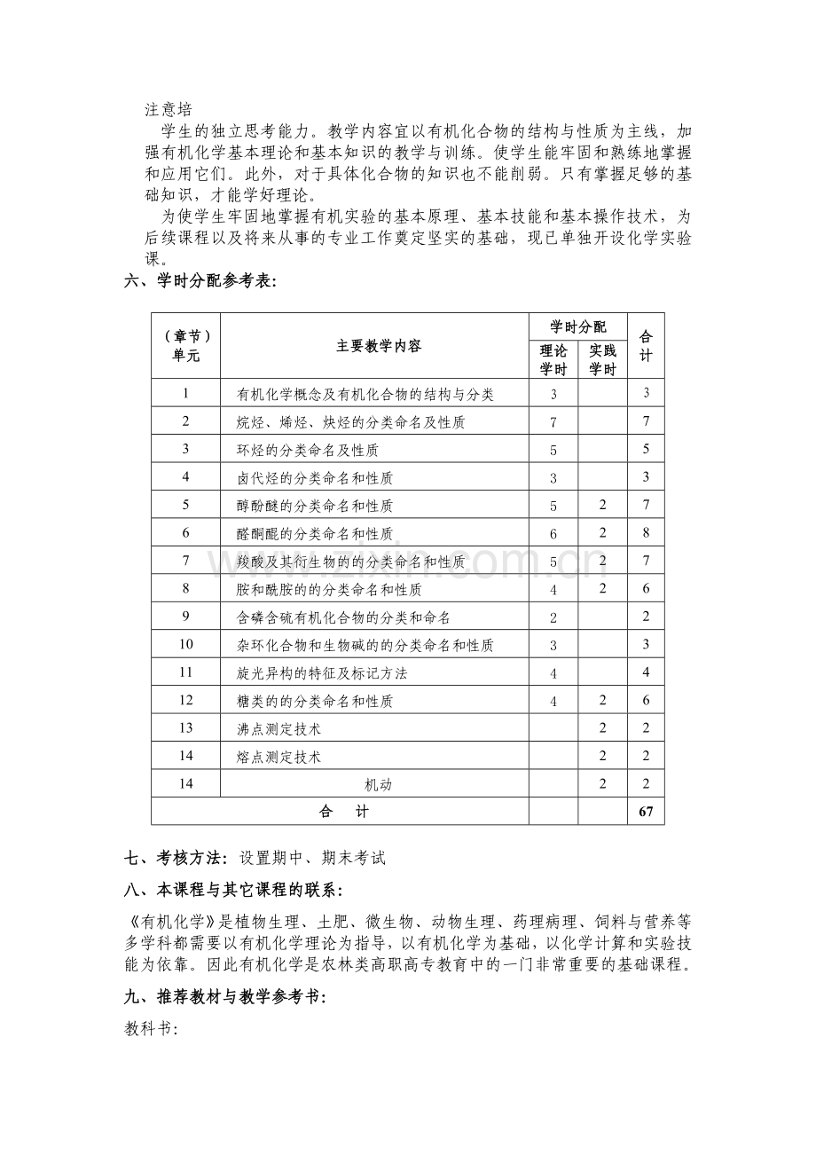 专业有机化学课程教学大纲.doc_第2页