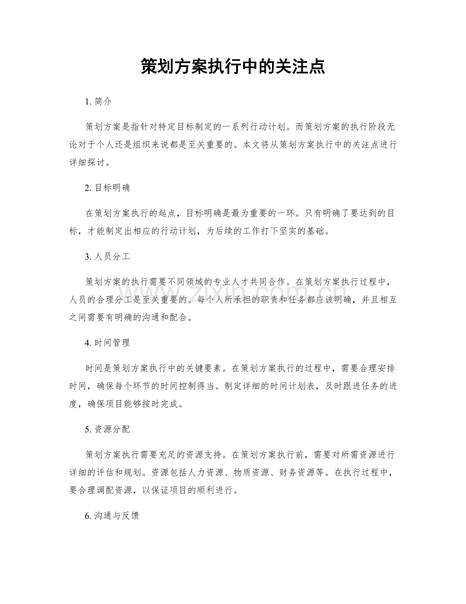 策划方案执行中的关注点.docx_第1页