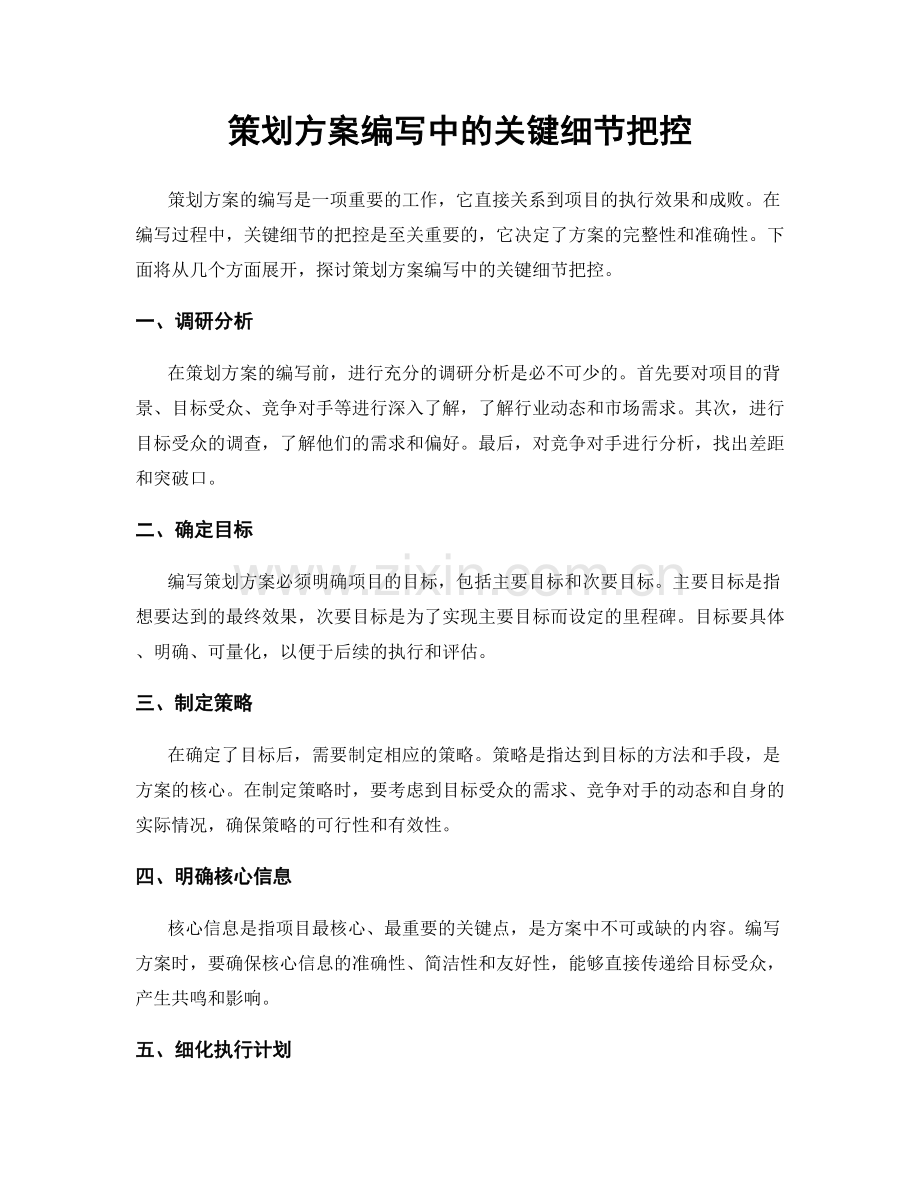 策划方案编写中的关键细节把控.docx_第1页