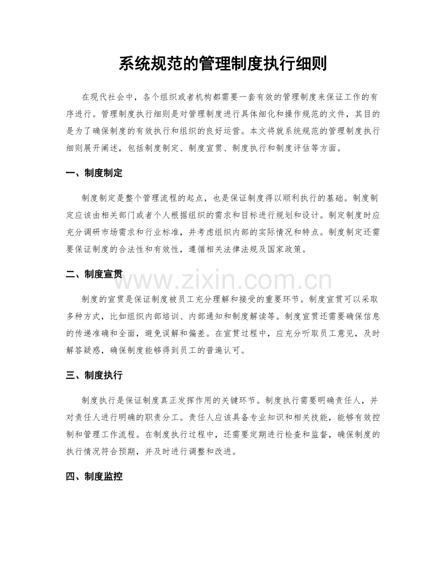 系统规范的管理制度执行细则.docx_第1页