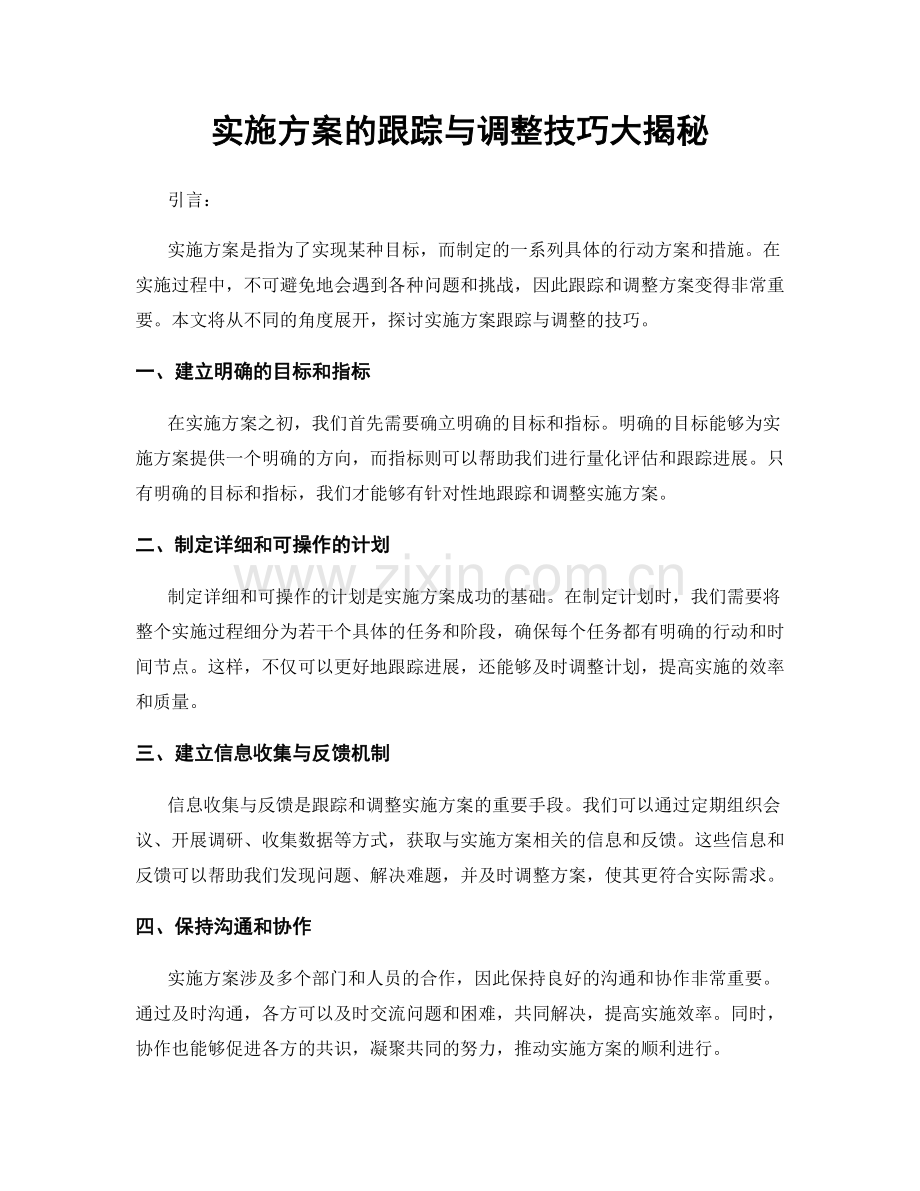 实施方案的跟踪与调整技巧大揭秘.docx_第1页