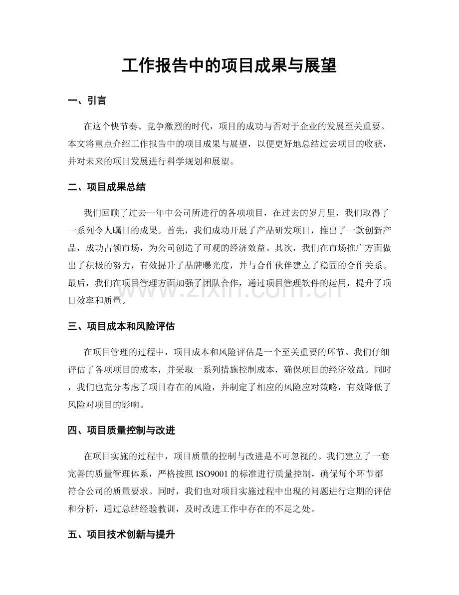 工作报告中的项目成果与展望.docx_第1页