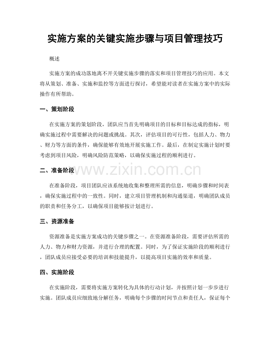 实施方案的关键实施步骤与项目管理技巧.docx_第1页