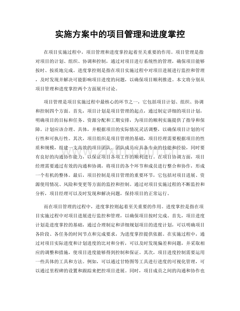 实施方案中的项目管理和进度掌控.docx_第1页