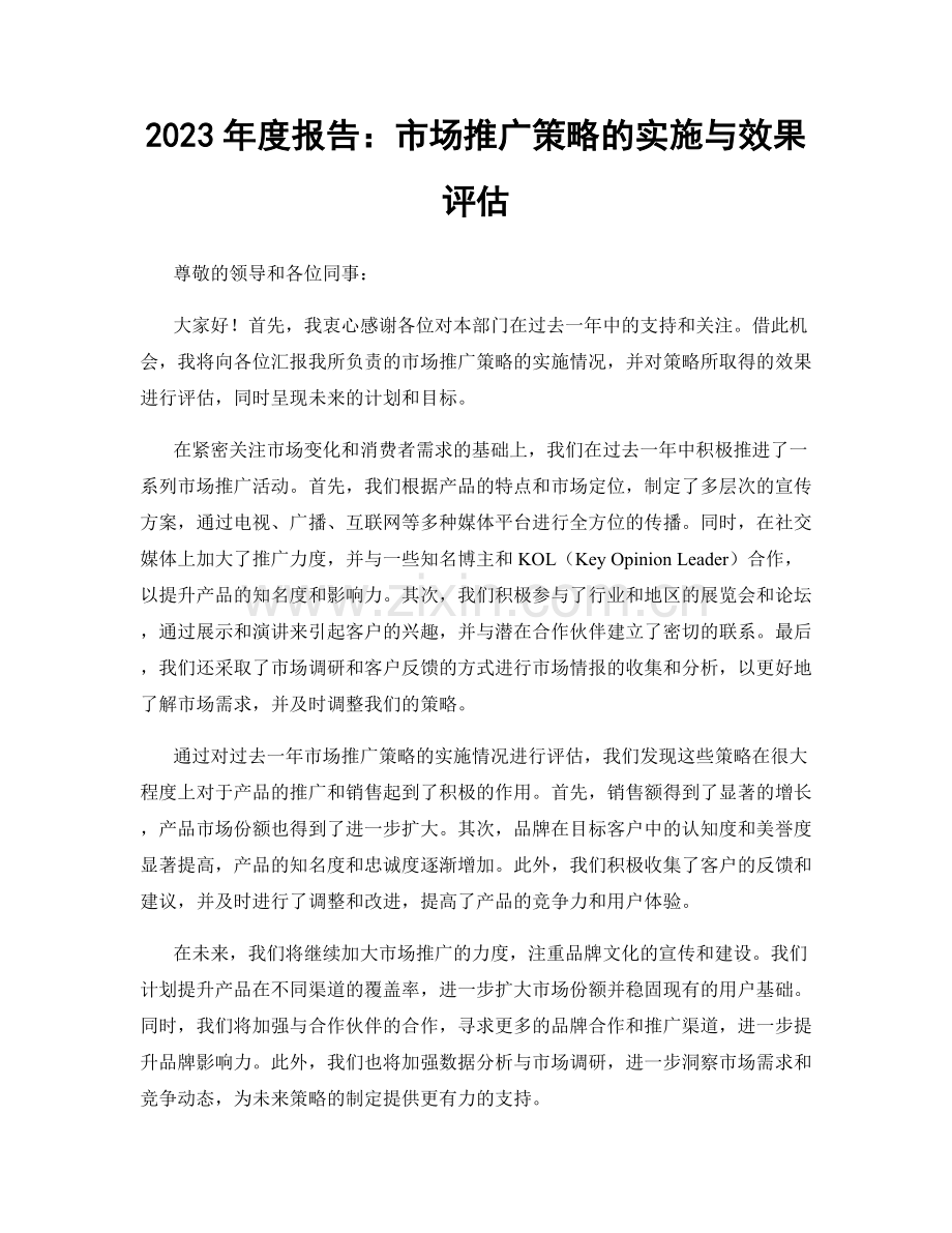 2023年度报告：市场推广策略的实施与效果评估.docx_第1页