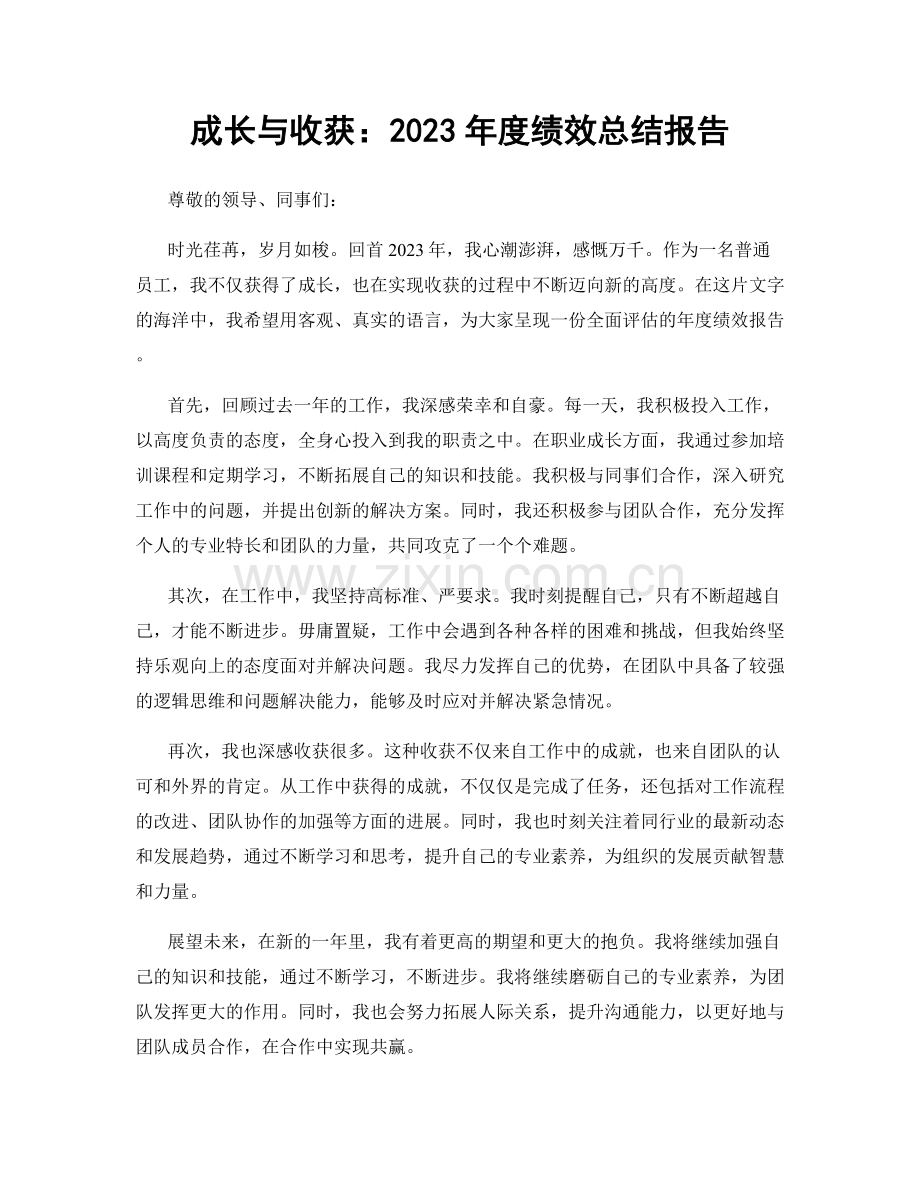 成长与收获：2023年度绩效总结报告.docx_第1页
