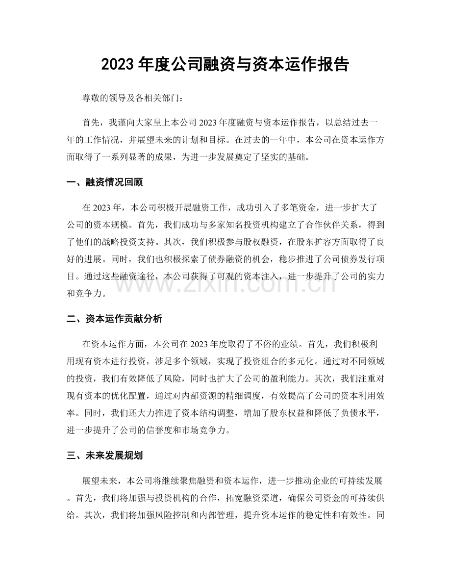 2023年度公司融资与资本运作报告.docx_第1页