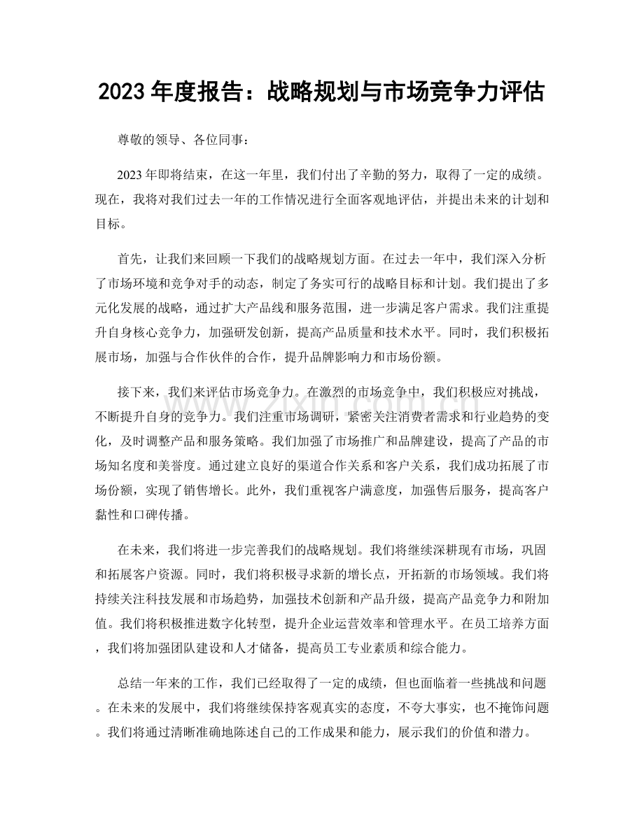 2023年度报告：战略规划与市场竞争力评估.docx_第1页