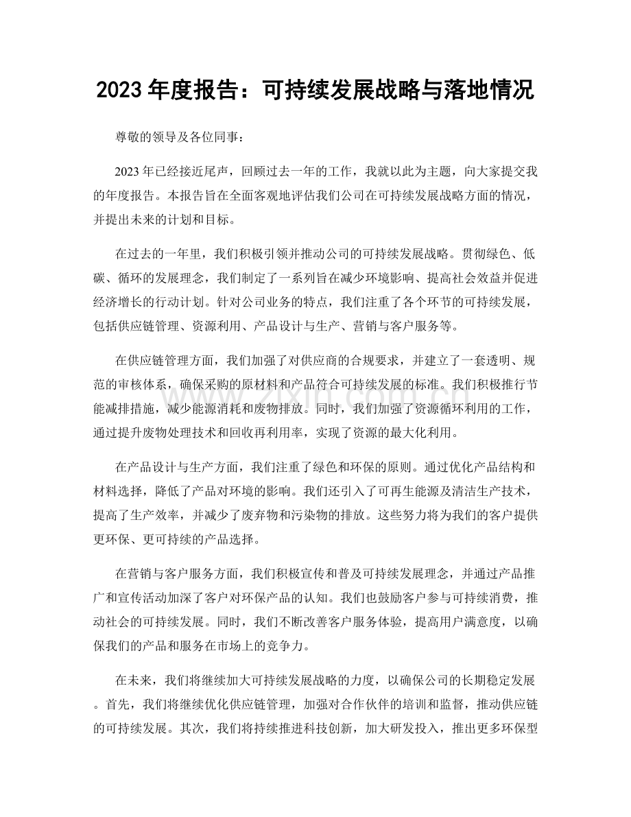 2023年度报告：可持续发展战略与落地情况.docx_第1页