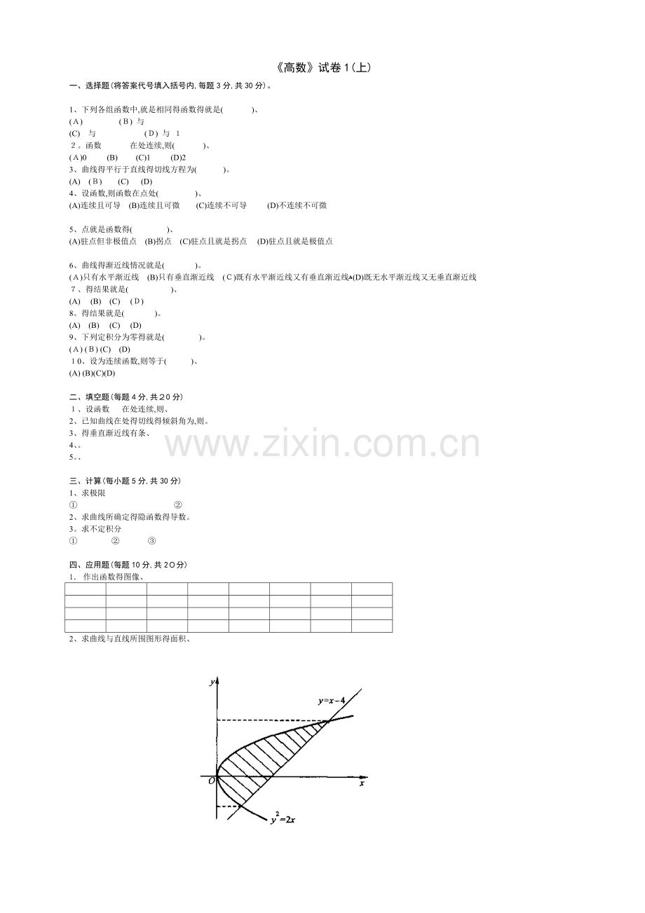 高等数学考试题库(附答案).doc_第1页