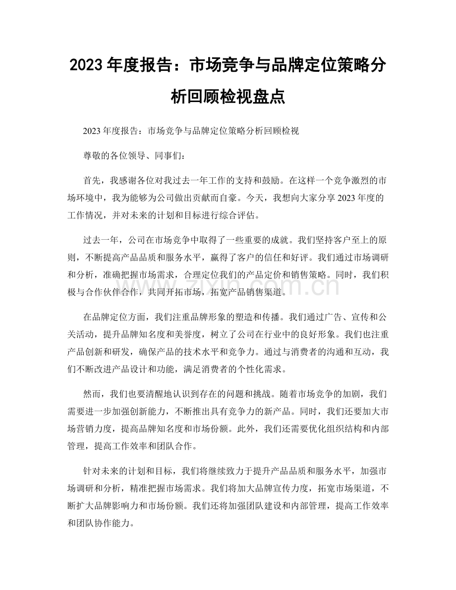 2023年度报告：市场竞争与品牌定位策略分析回顾检视盘点.docx_第1页