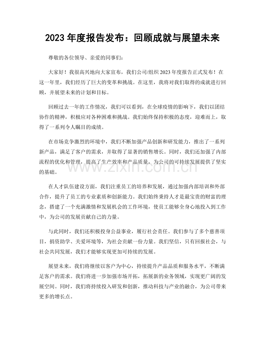 2023年度报告发布：回顾成就与展望未来.docx_第1页