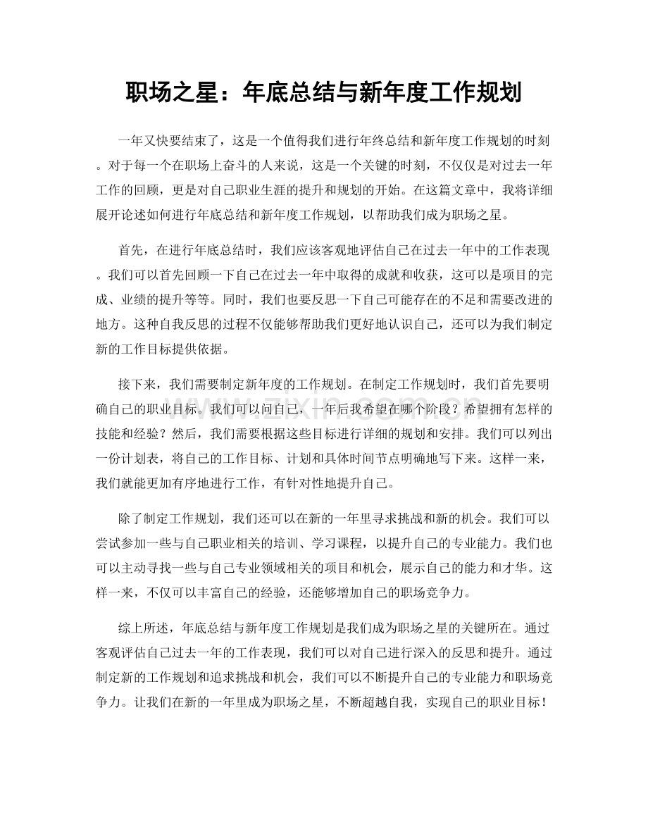 职场之星：年底总结与新年度工作规划.docx_第1页