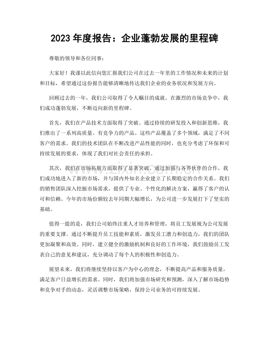 2023年度报告：企业蓬勃发展的里程碑.docx_第1页