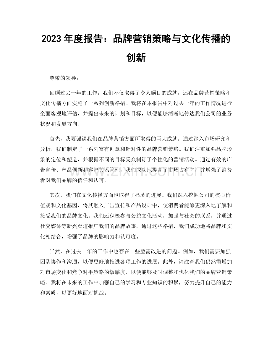 2023年度报告：品牌营销策略与文化传播的创新.docx_第1页