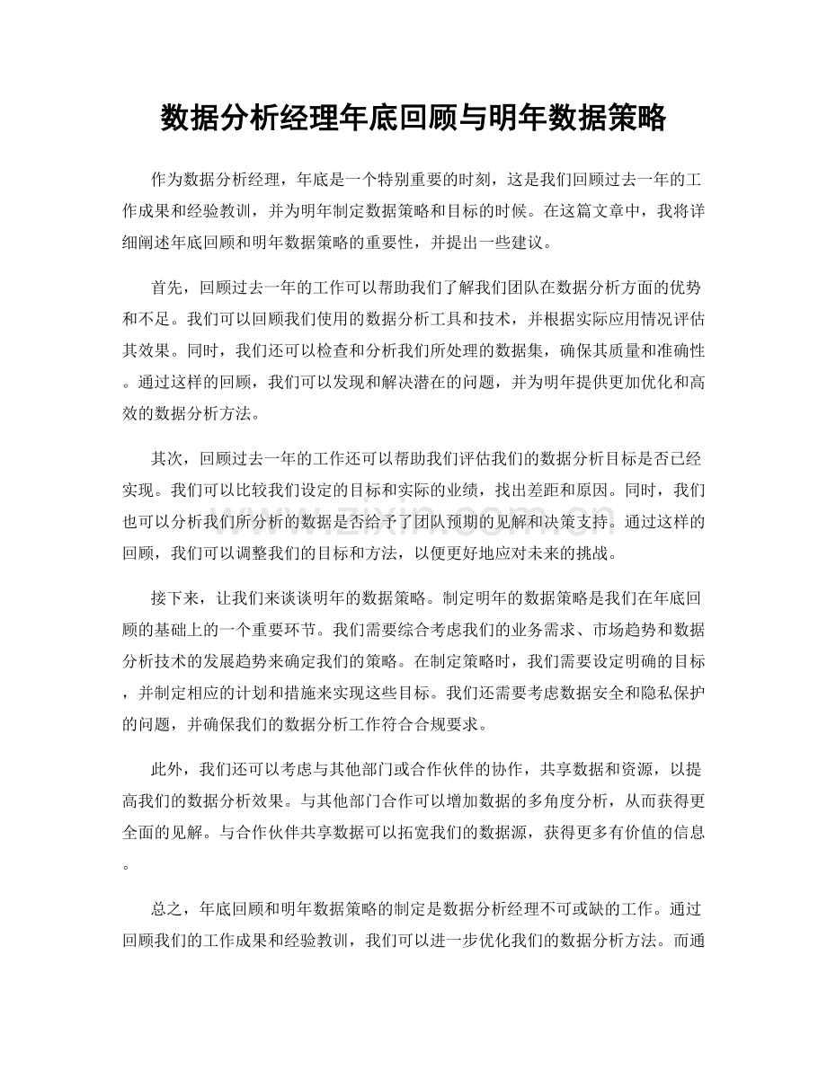 数据分析经理年底回顾与明年数据策略.docx_第1页