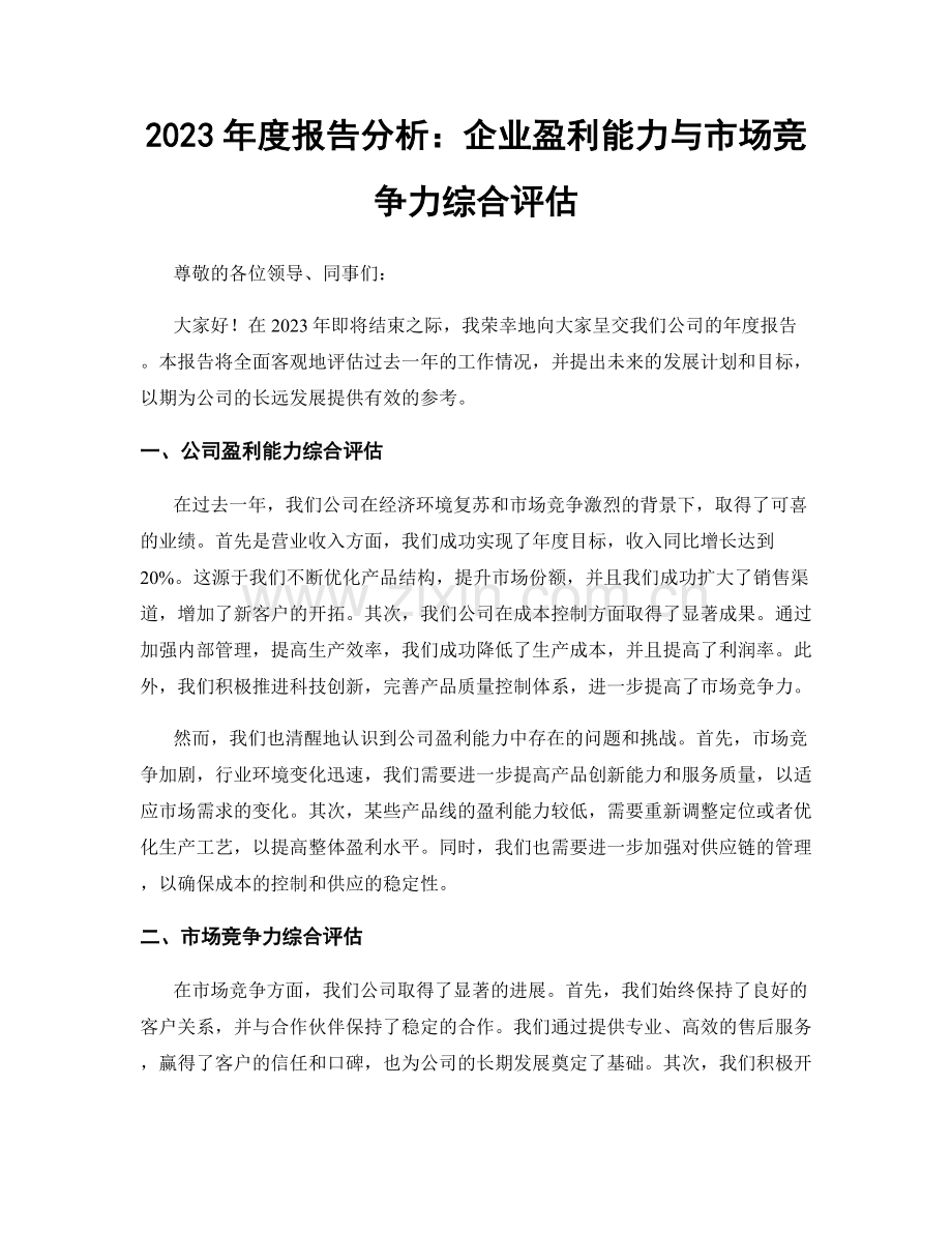 2023年度报告分析：企业盈利能力与市场竞争力综合评估.docx_第1页