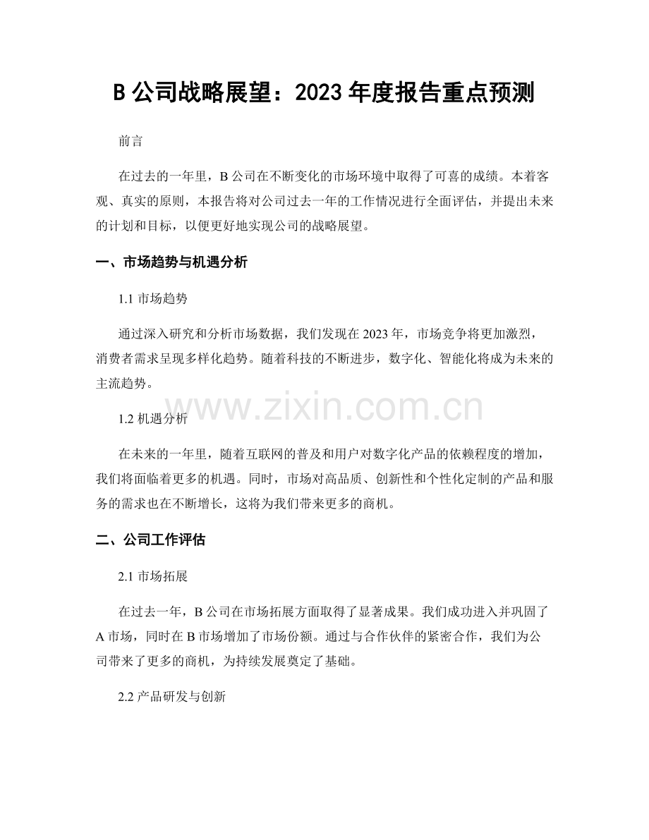 B公司战略展望：2023年度报告重点预测.docx_第1页