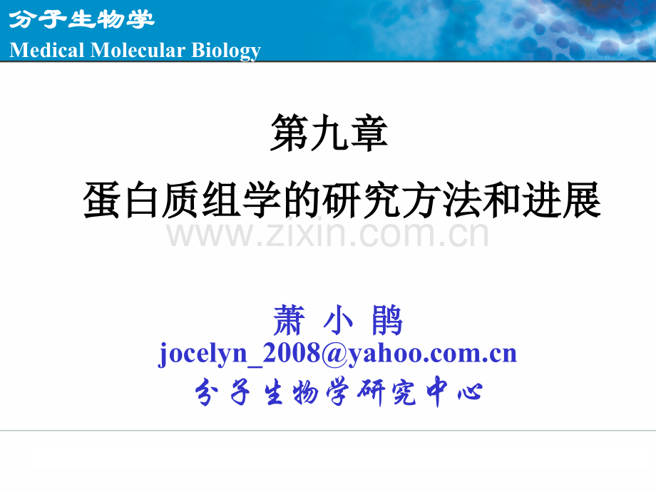 分子生物学：蛋白质组学的研究方法和进展.ppt_第1页