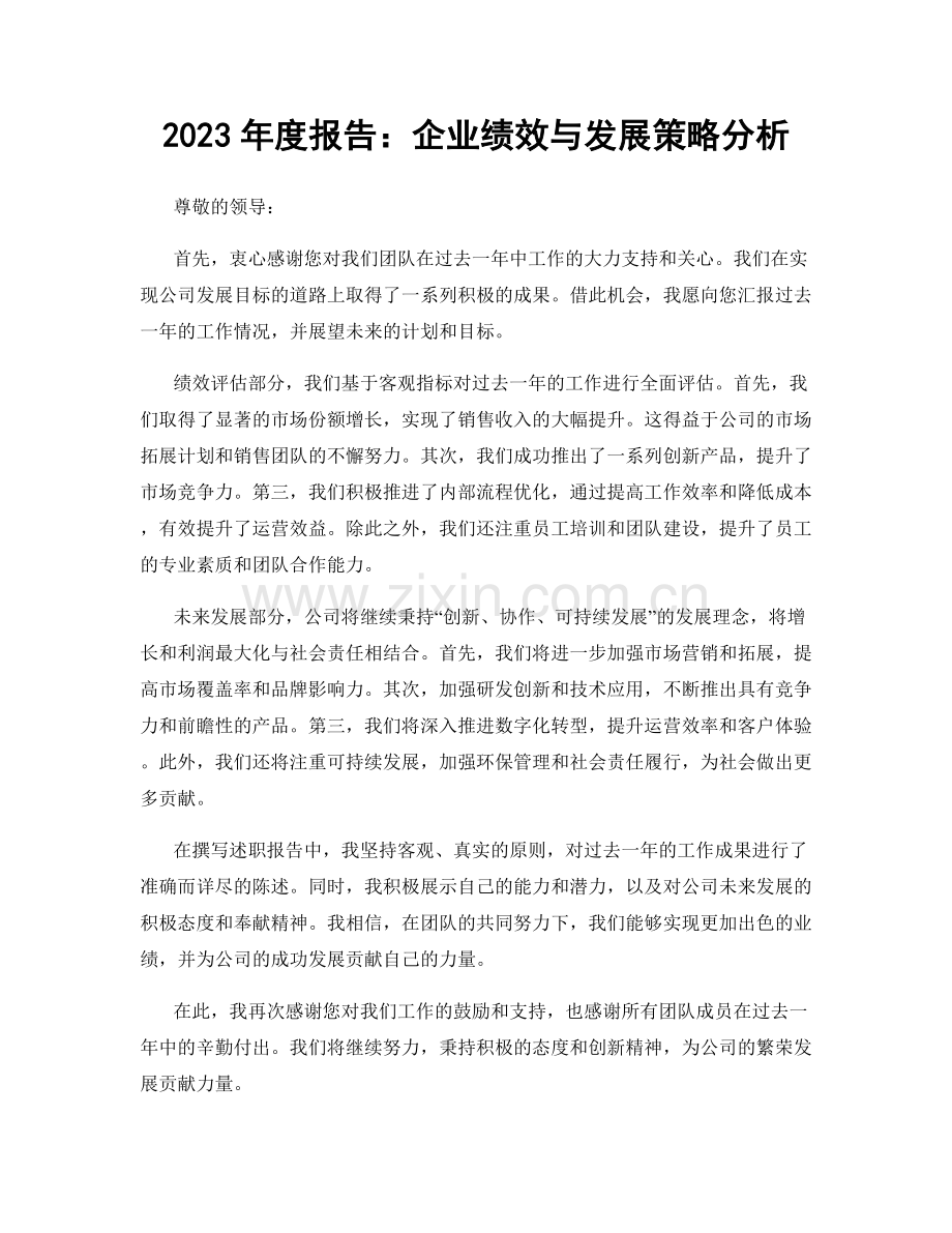2023年度报告：企业绩效与发展策略分析.docx_第1页