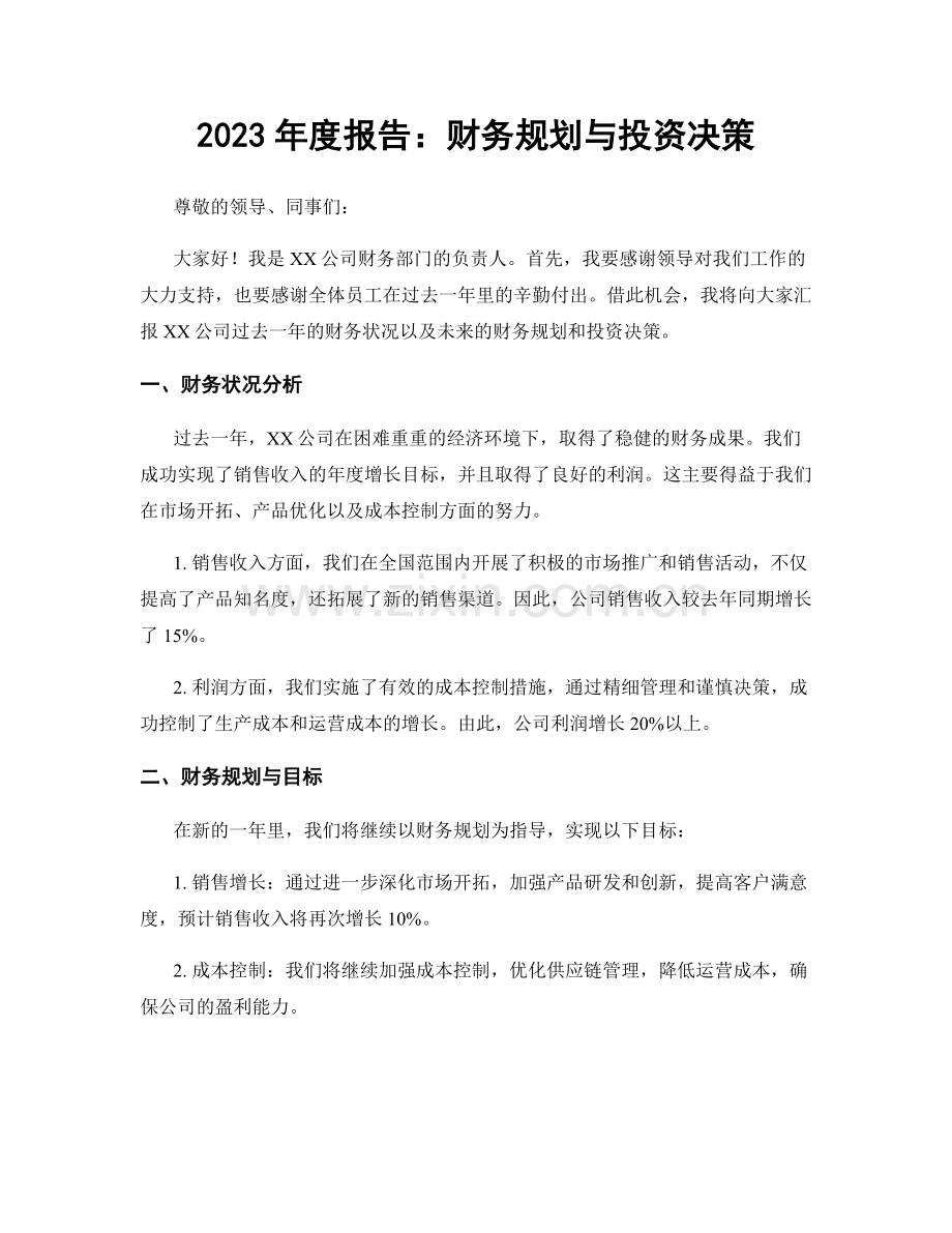2023年度报告：财务规划与投资决策.docx_第1页
