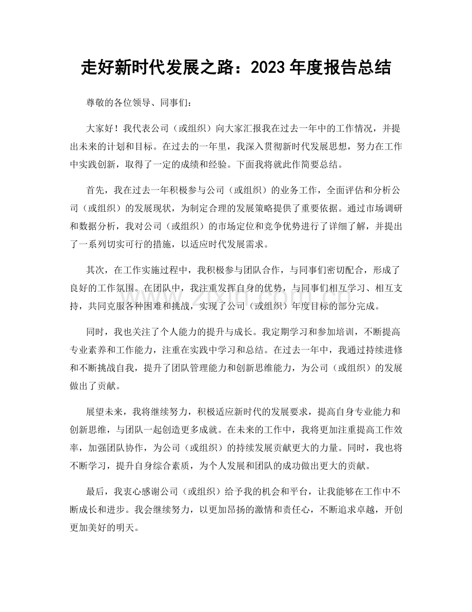 走好新时代发展之路：2023年度报告总结.docx_第1页