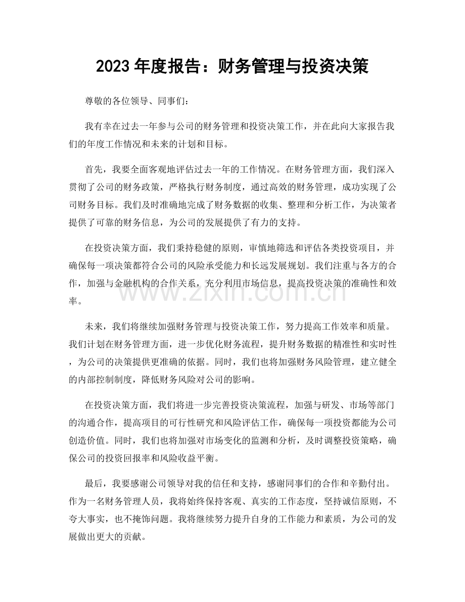 2023年度报告：财务管理与投资决策.docx_第1页