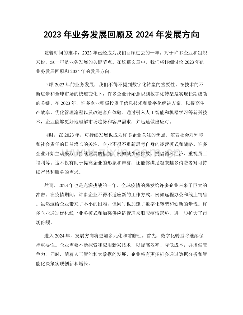 2023年业务发展回顾及2024年发展方向.docx_第1页