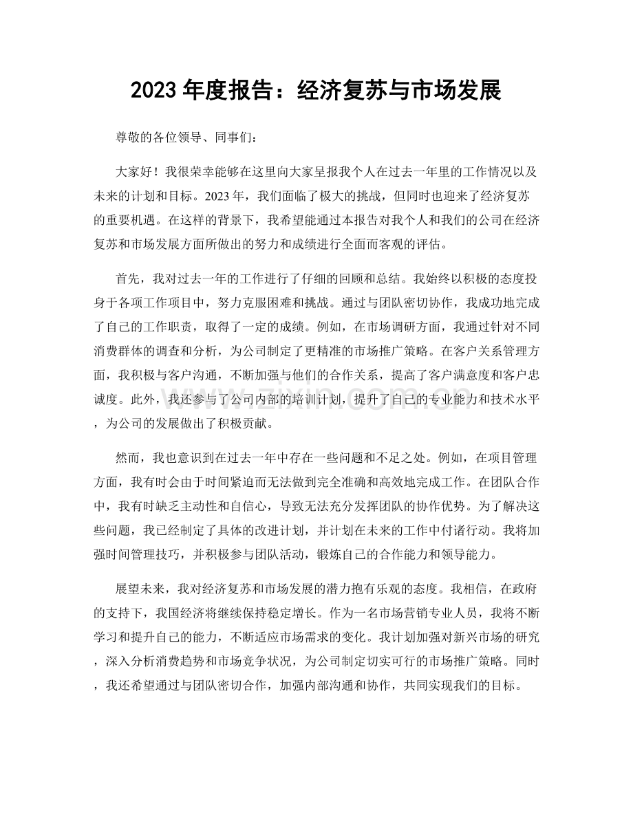 2023年度报告：经济复苏与市场发展.docx_第1页