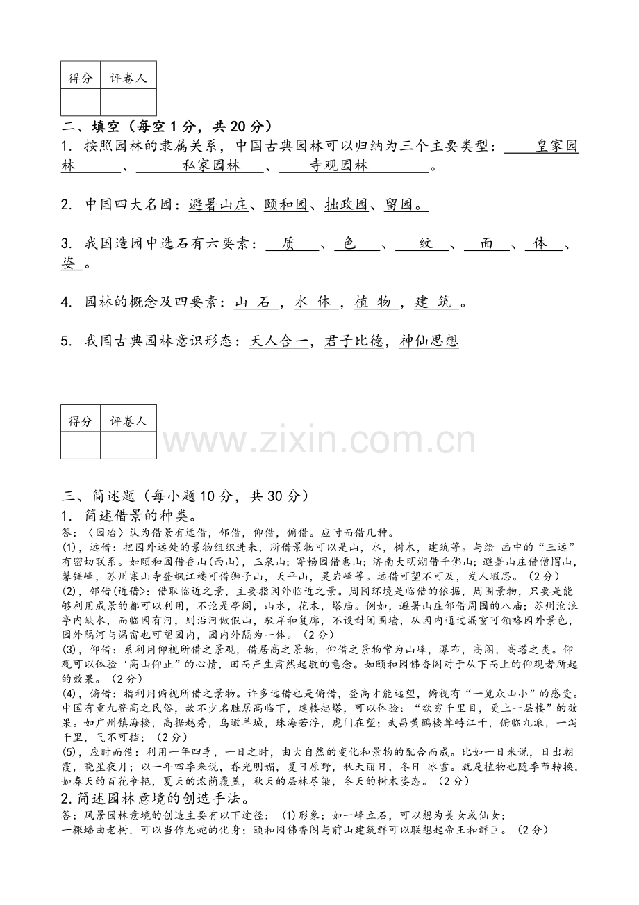 园林艺术原理试题(B卷)答案.doc_第2页