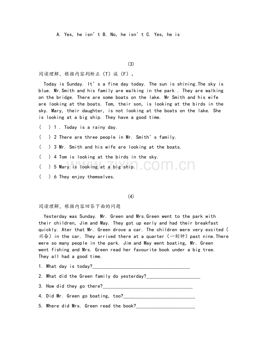 外研版六年级英语毕业复习阅读理解专项练习题.doc_第2页
