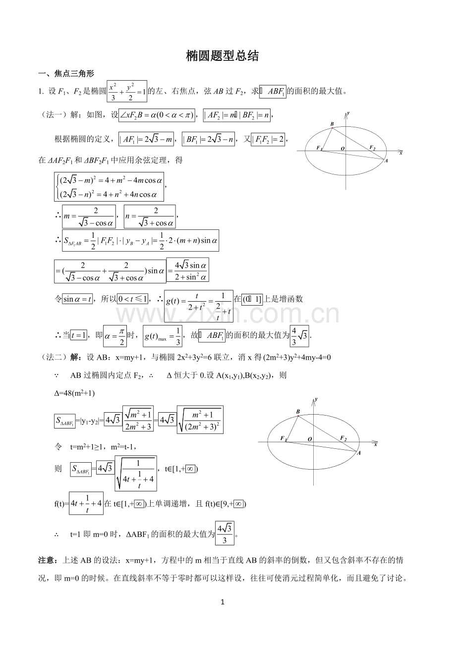 椭圆题型总结(较难).pdf_第1页